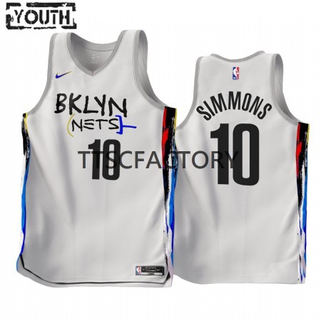 Kinder NBA Brooklyn Nets Trikot Ben Simmons 10 Nike 2022-23 City Edition Weiß Swingman